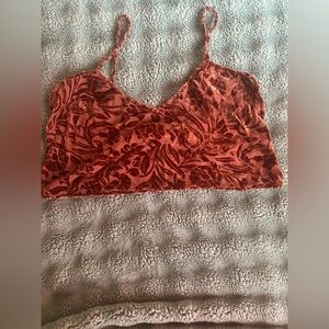 VS Velvet Floral Burnt Orange Cropped Cami Top